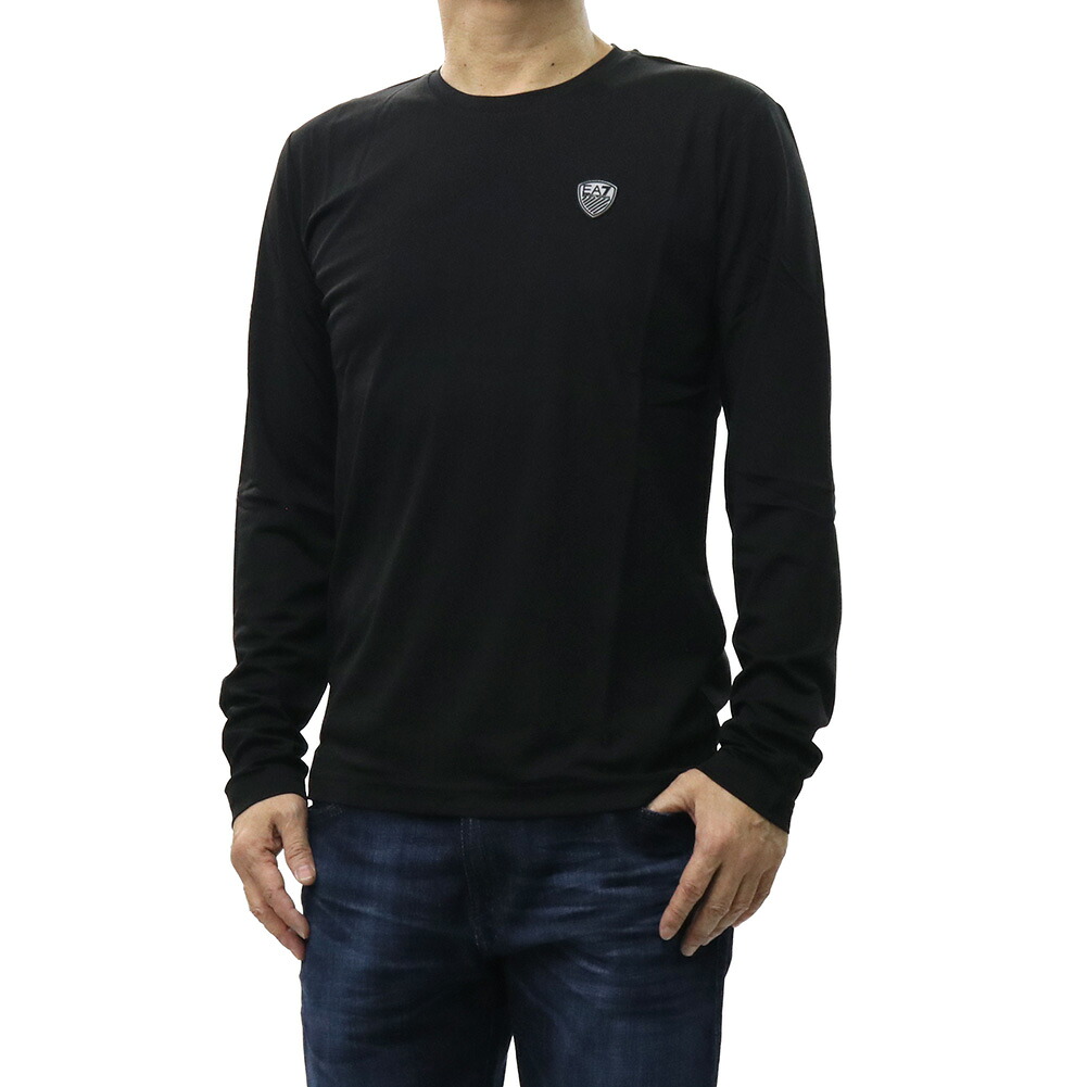 【期間限定ポイント5倍】EMPORIO ARMANI エンポリオ アルマーニ EA7 メンズ クルーネック ロングTシャツ 8NPT17 PJRGZ ブラック 定番 人気商品 ワッペン 長袖｜BIVLABO