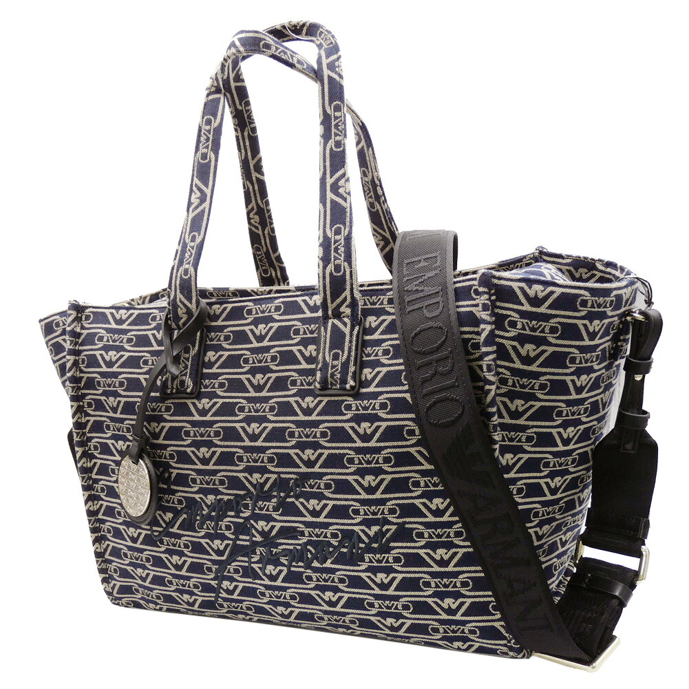 【期間限定ポイント5倍】EMPORIO ARMANI エンポリオアルマーニ 2WAY ハンドバッグ EW000370 AF12993 総柄 ロゴ レディース ネイビー｜BIVLABO