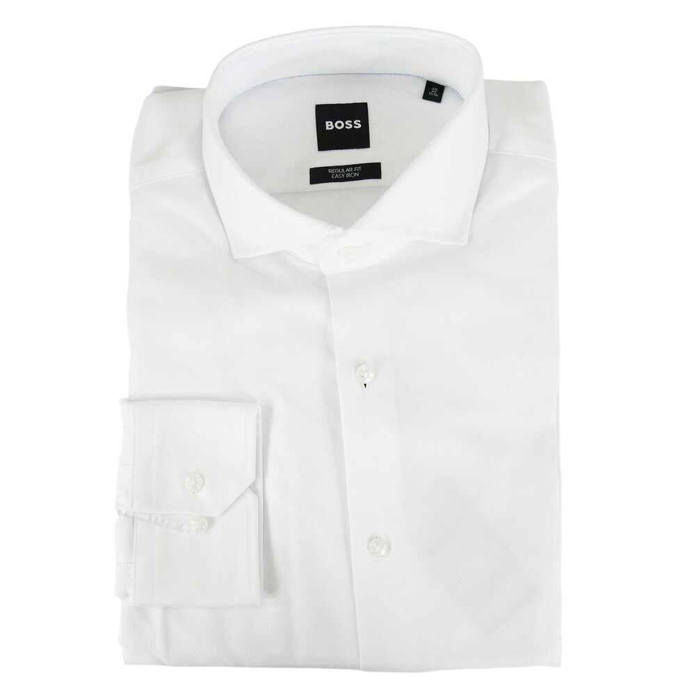 【期間限定ポイント5倍】HUGO BOSS ヒューゴボス メンズ ドレスシャツ 50474279 10242063 / H-JOE-Spread-C1-222 ワイドカラー コットン ストレッチ ワイシャツ ビジネス ビジカジ カジュアル ホワイト|BIVLABO