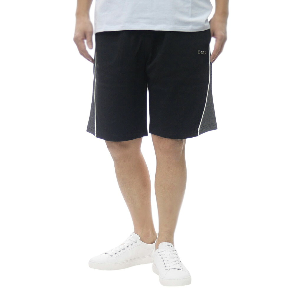 【期間限定ポイント5倍】HUGO BOSS ヒューゴボス メンズ ショートパンツ ショーツ 50554801 10269555 / Tracksuit Short コットン ハーフパンツ 短パン カラーブロック 配色 切替 カジュアル リラックス ワンマイルウェア ブラック｜BIVLABO