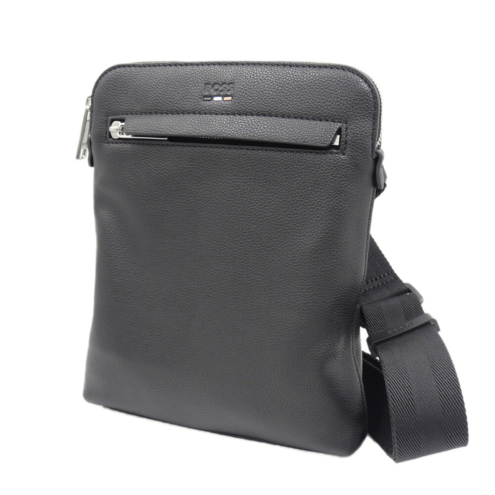 【期間限定ポイント5倍】HUGO BOSS ヒューゴボス メンズ ショルダーバッグ 50536477 10263216 / Ray_S zip env N クロスボディバッグ サコッシュ シンセティックレザー レポーターバッグ シグネチャーストライプ ブラック｜BIVLABO