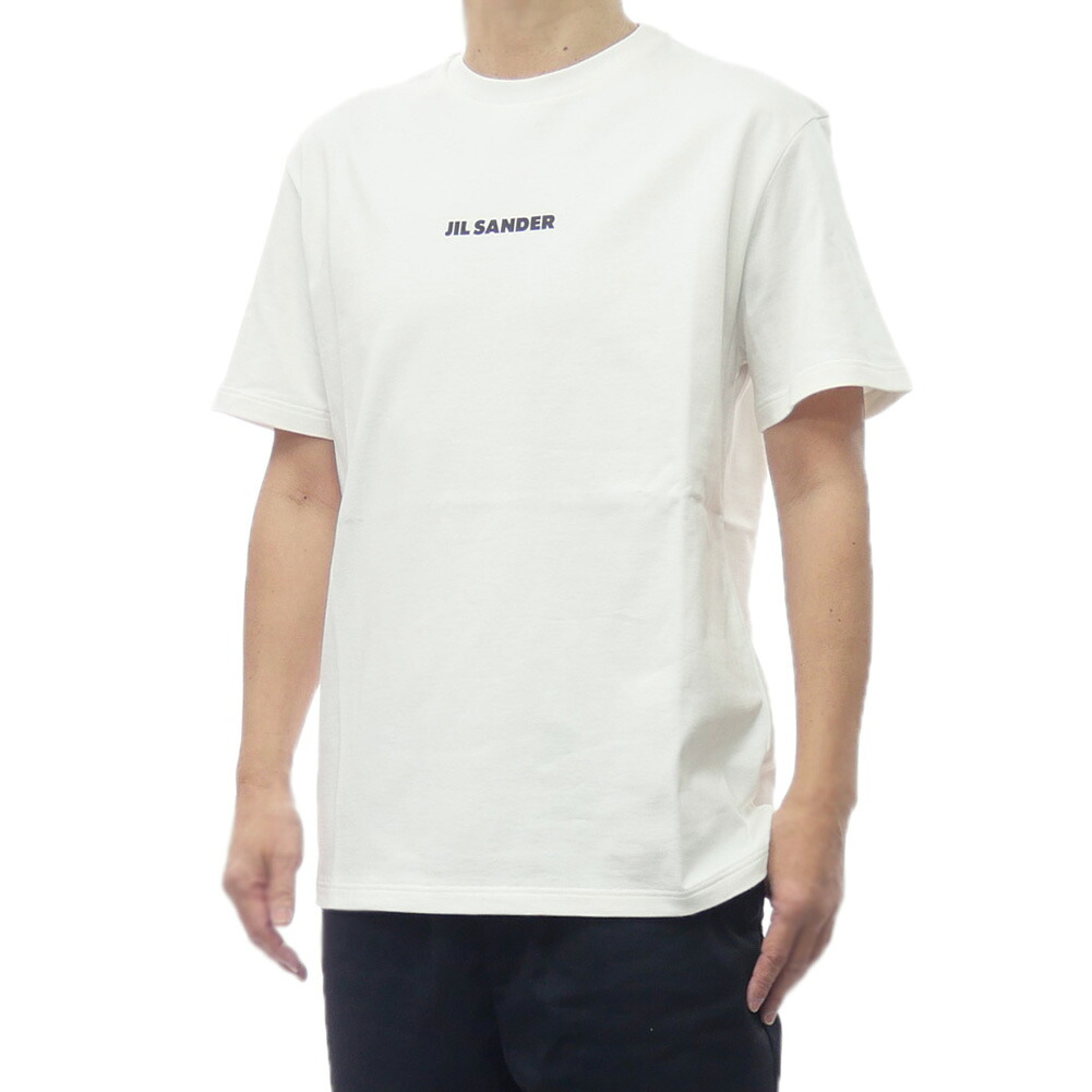 【期間限定ポイント5倍】JIL SANDER ジルサンダー メンズ クルーネックTシャツ J22GC0237 J20103 ロゴ プリント 半袖 カットソー コットン100％ イタリア製 ホワイト｜BIVLABO