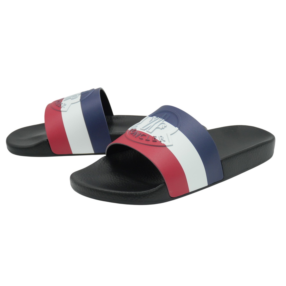 【期間限定ポイント5倍】MONCLER モンクレール メンズ シャワーサンダル 4C00030 01A49 / BASILE スライド ロゴ トリコロール マルチカラー｜BIVLABO