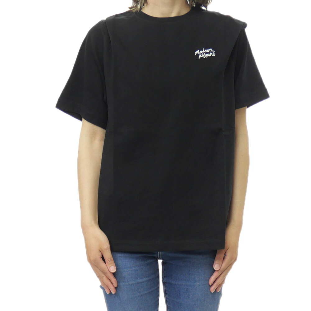 【期間限定ポイント5倍】MAISON KITSUNE メゾンキツネ レディース クルーネックTシャツ PW00114 KJ0119 / HAND WRITING COMFORT TEE-SHIRT 半袖 ブラック｜BIVLABO