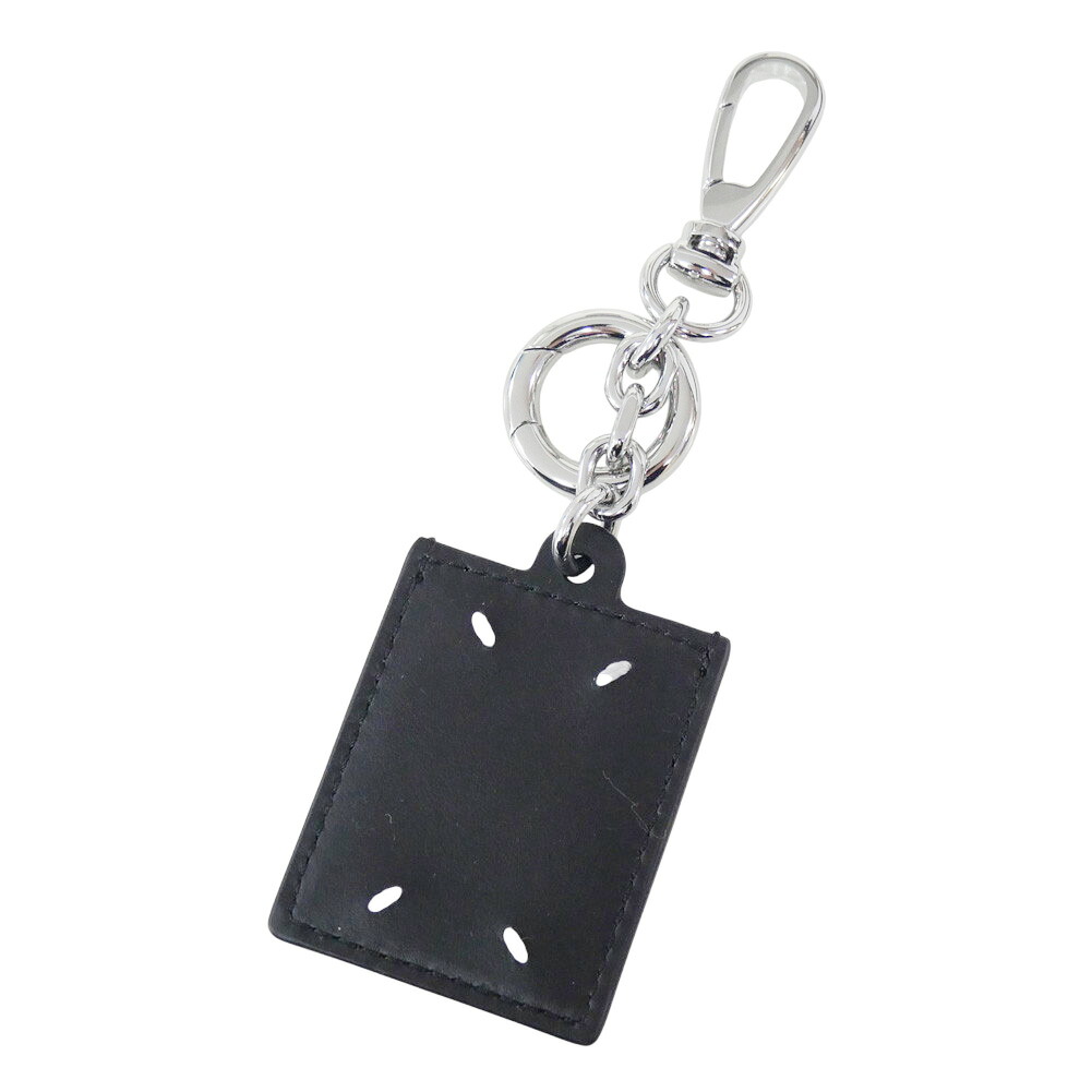 【期間限定ポイント5倍】MAISON MARGIELA メゾンマルジェラ キーリング キーホルダー SA1VL0058 P8835 レザー 4ステッチ ピクチャーフレーム ブラック×シルバー|BIVLABO