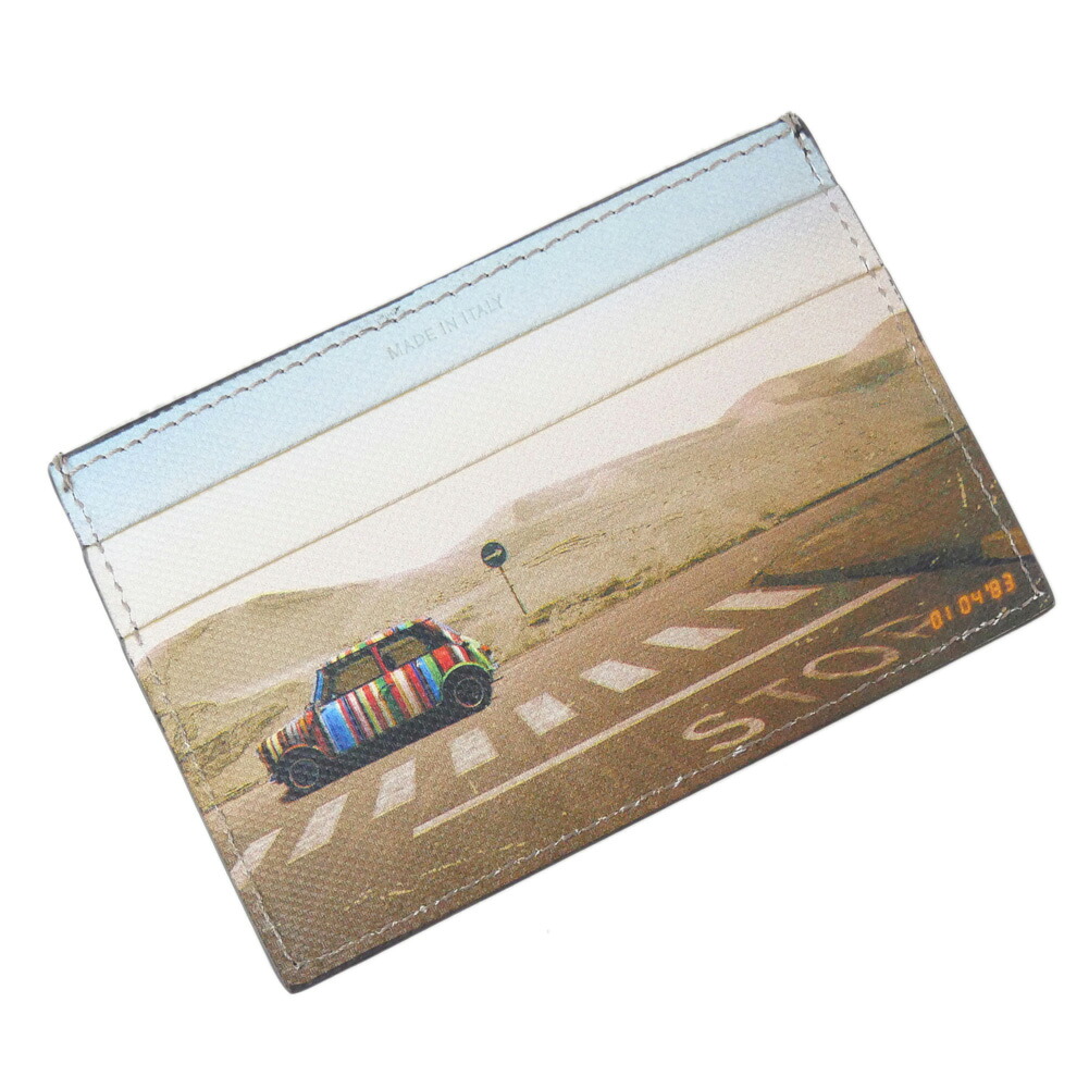 【期間限定ポイント5倍】PAUL SMITH ポールスミス カードケース M1A 4768 UDESER カードホルダー 名刺入れ デザートミニ プリント イタリア製 ブラック|BIVLABO