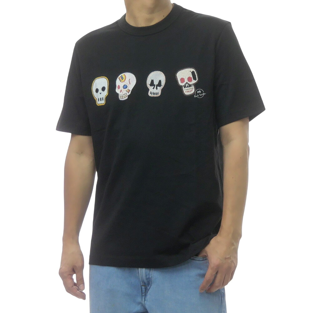 【期間限定ポイント5倍】PS PAUL SMITH ポールスミス メンズ クルーネックTシャツ M2R 220X VP5791 スカル グラフィック プリント 半袖 カットソー ブラック|BIVLABO