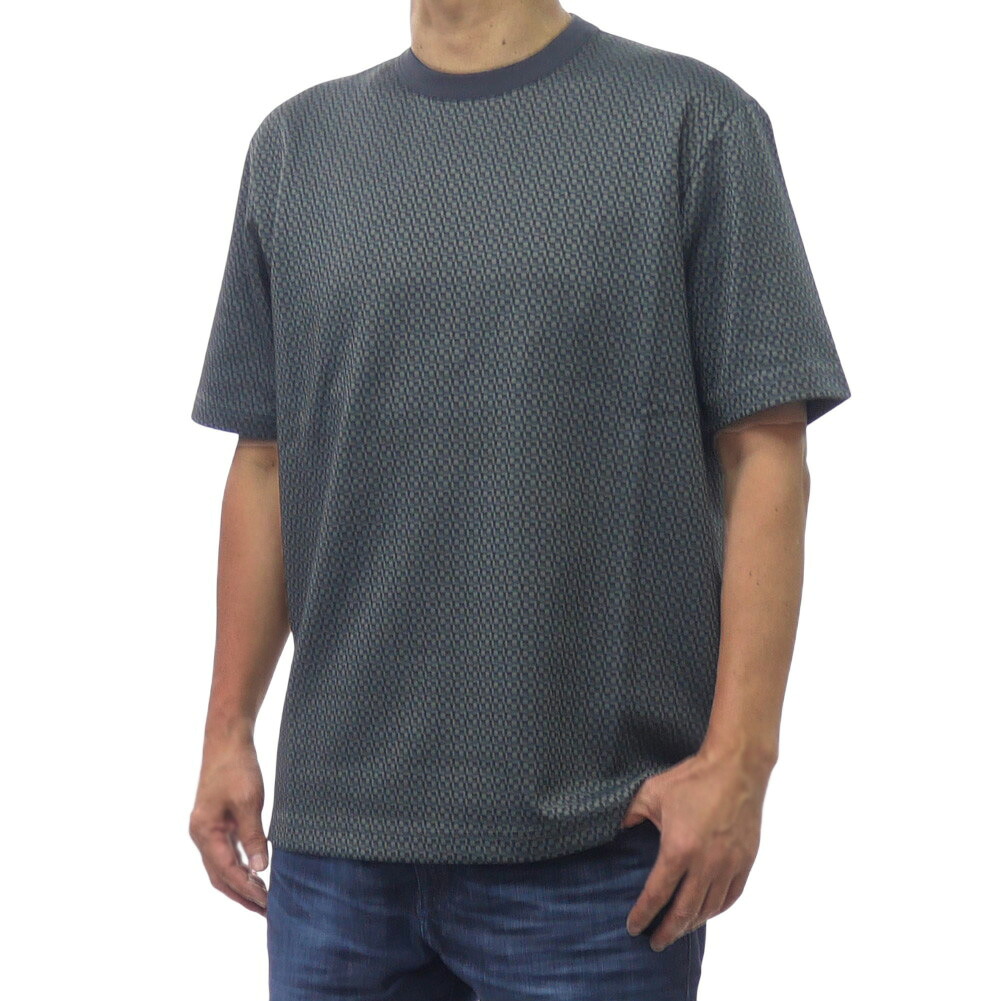 【期間限定ポイント5倍】PS PAUL SMITH ポールスミス メンズ クルーネックTシャツ M2R 220X V22625 ジオメトリック 幾何柄 総柄 ストレッチ ブラック｜BIVLABO