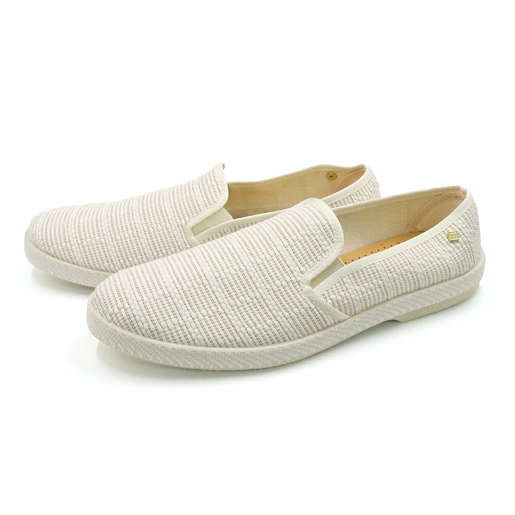 【期間限定ポイント5倍】RIVIERAS リビエラ メンズ スリッポン 1509 / RAPHIA IVOIRE ラフィア調 織り柄 エスパドリーユ シューズ 靴 アイボリー｜BIVLABO