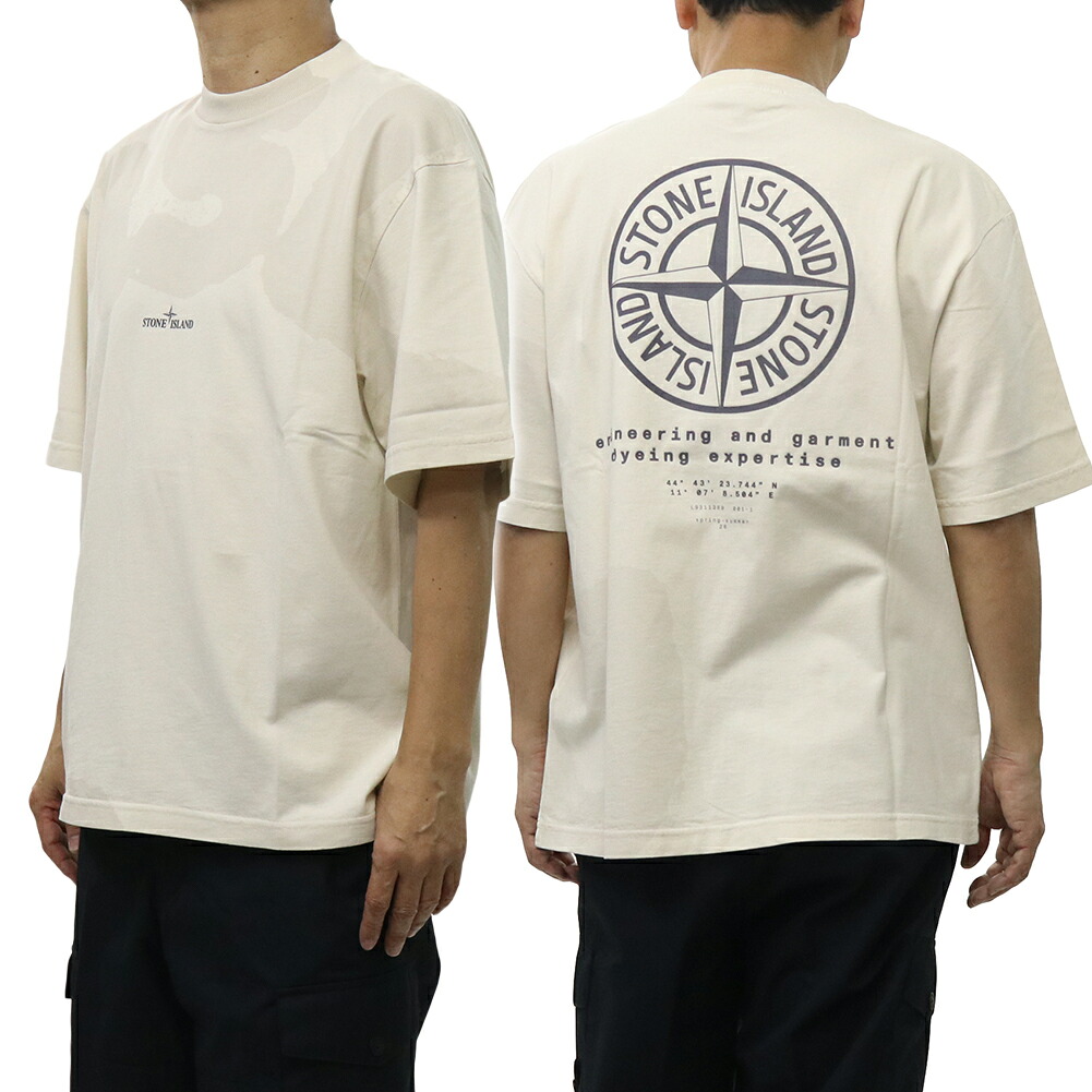 【期間限定ポイント5倍】STONE ISLAND ストーンアイランド メンズ クルーネックTシャツ 2100002 S0365 ロゴ バックプリント オーガニックコットン アイボリー｜BIVLABO