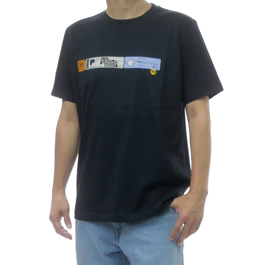 【期間限定ポイント5倍】PS PAUL SMITH ポールスミス メンズ クルーネックTシャツ M2R 011R VP5797 半袖 カットソー グラフィック プリント ダークネイビー|BIVLABO