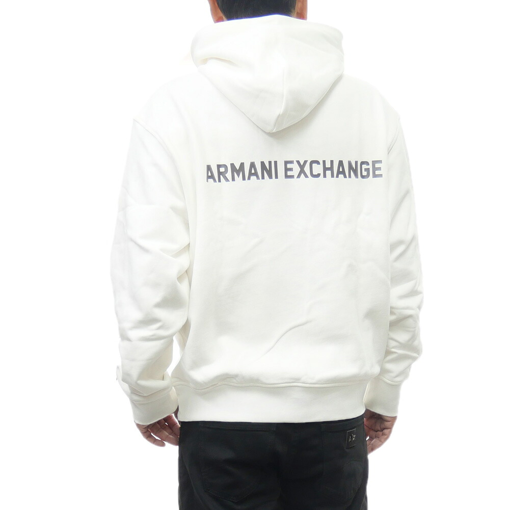 【期間限定ポイント5倍】ARMANI EXCHANGE アルマーニ エクスチェンジ A/X メンズ プルオーバー パーカー 6DZMLJ ZJ4XZ ホワイト バックプリント 裏毛 フレンチテリー｜BIVLABO
