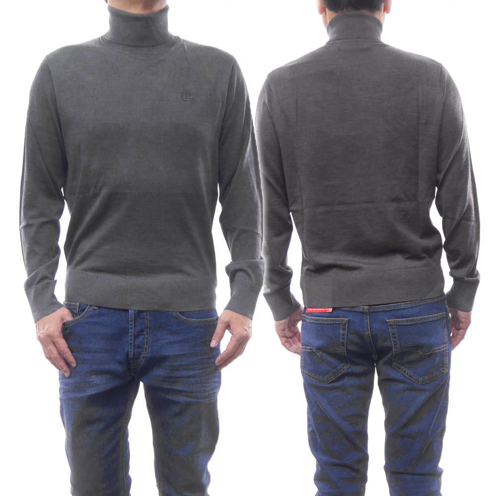 【期間限定ポイント5倍】DSQUARED2 ディースクエアード メンズ タートルネック ニット セーター S74HA1370 S18310 グレー ロゴ刺繍 ウール ハイゲージニット プルオーバー トップス｜BIVLABO