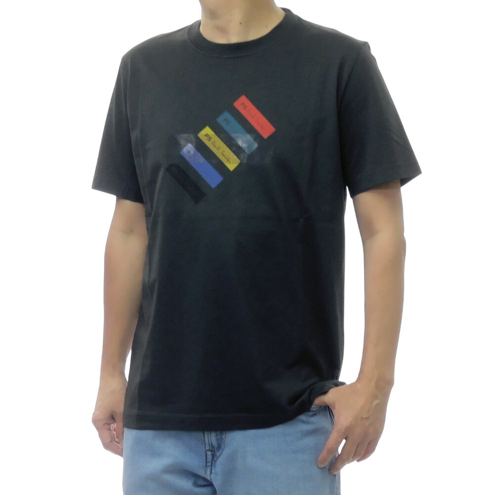 【期間限定ポイント5倍】PS PAUL SMITH ポールスミス メンズ クルーネックTシャツ M2R 011R XP5798 ロゴ グラフィック 綿100% 半袖 丸首 ダークグレー|BIVLABO