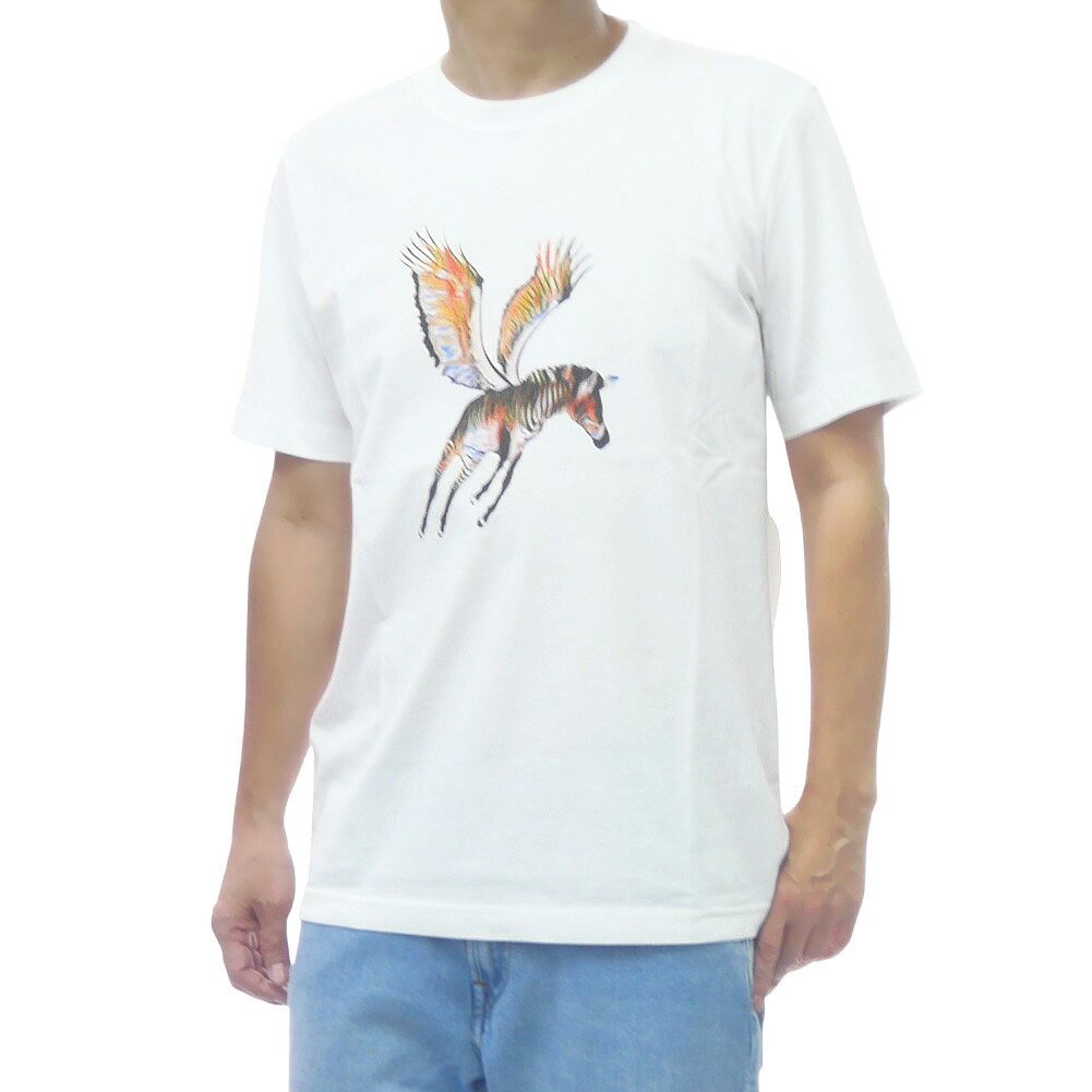 【期間限定ポイント5倍】PS PAUL SMITH ポールスミス メンズ クルーネックTシャツ M2R 011R VP5793 フライング ゼブラ グラフィック 半袖 ホワイト|BIVLABO
