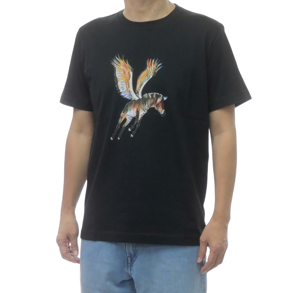 【期間限定ポイント5倍】PS PAUL SMITH ポールスミス メンズ クルーネックTシャツ M2R 011R VP5793 フライング ゼブラ グラフィック 半袖 ブラック|BIVLABO