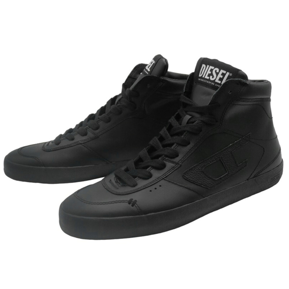 【期間限定ポイント5倍】DIESEL ディーゼル メンズ ハイカット スニーカー Y03261 PR030 / S-LEROJI MID ブラック レザー ミニマル ロック ストリート|BIVLABO