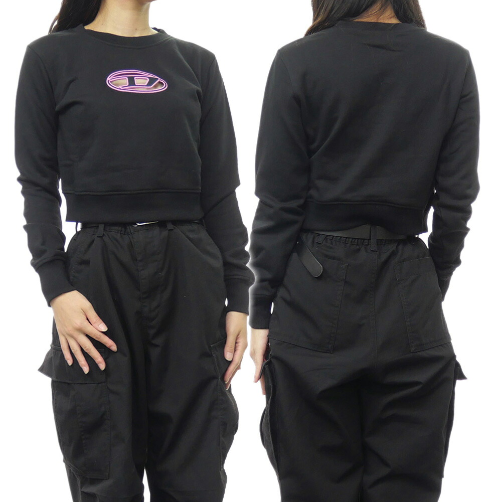 【期間限定ポイント5倍】DIESEL ディーゼル レディース トレーナー A09931 0GRAC / F-SLIMMY-OD ブラック クロップド丈 ストリート|BIVLABO