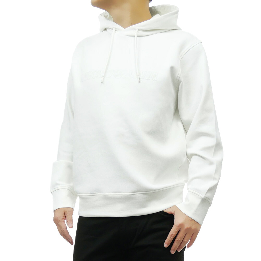 【期間限定ポイント5倍】EMPORIO ARMANI エンポリオ アルマーニ メンズ プルオーバー パーカー 6D1M94 1JHSZ ホワイト ロゴ シンプル 大人|BIVLABO