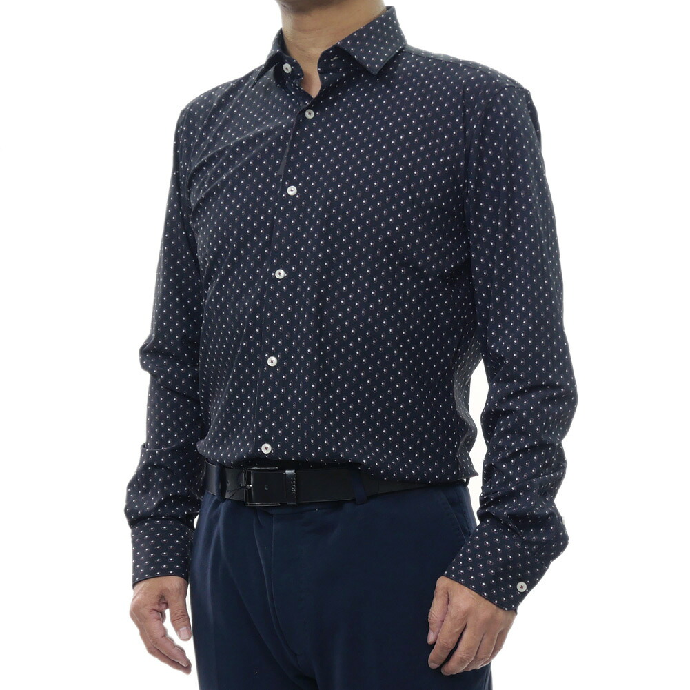 【期間限定ポイント5倍】HUGO BOSS ヒューゴボス メンズ カジュアルシャツ 50520055 10261251 / P-HANK-S-Kent ブラック 小紋柄 上品 大人カジュアル｜BIVLABO
