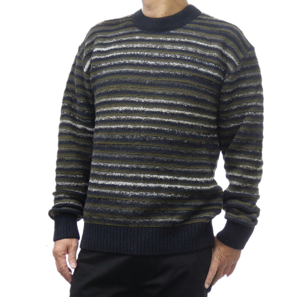 【期間限定ポイント5倍】HUGO BOSS ヒューゴボス メンズ クルーネックニット セーター 50523580 10263278 / Aturn マルチカラー ボーダー 大人 紳士｜BIVLABO