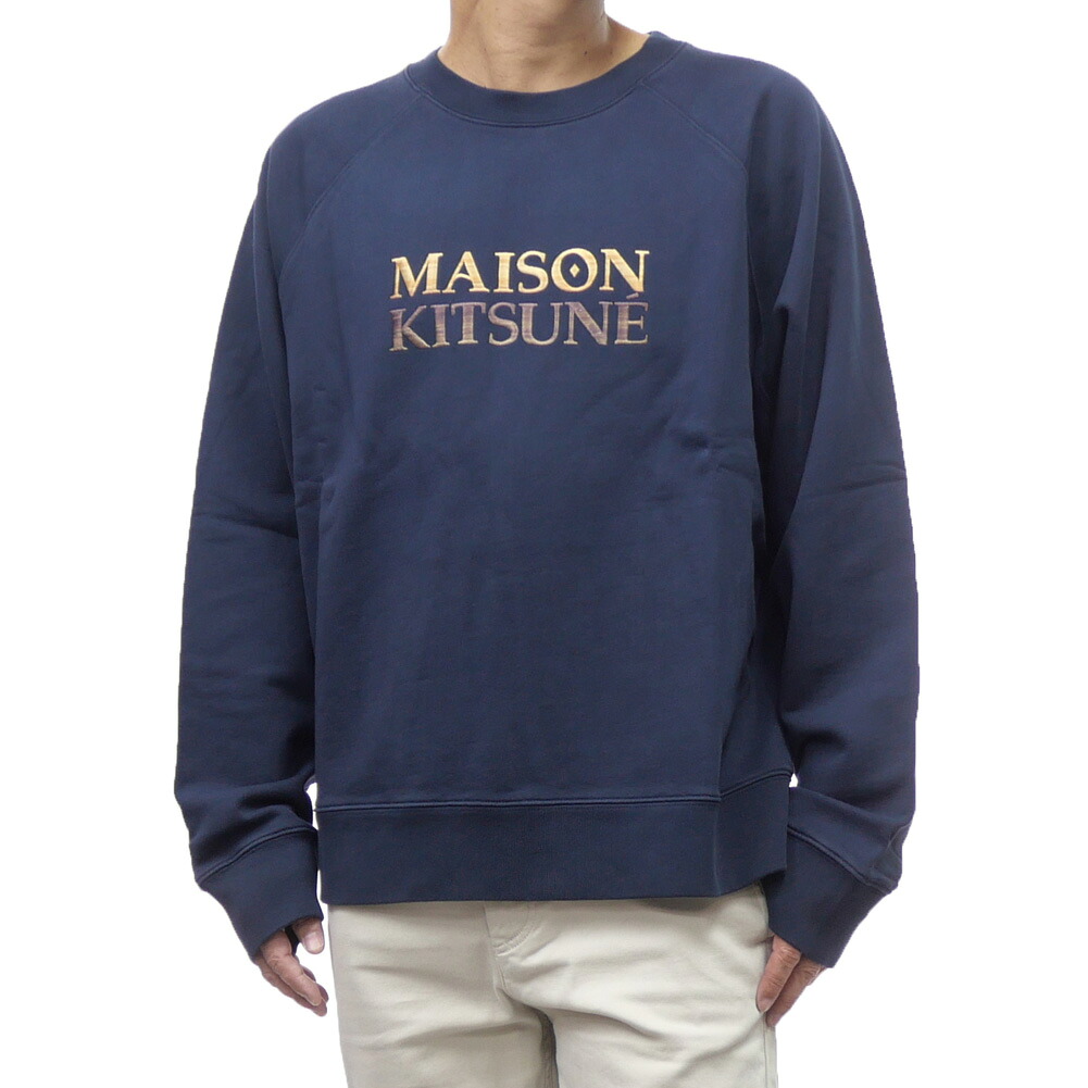【期間限定ポイント5倍】MAISON KITSUNE メゾンキツネ メンズ トレーナー NM00311KM0001 / GRADIENT HEAD MAISON KITSUNE OVERSIZE SWEATSHIRT ネイビー ラグラン スウェット|BIVLABO