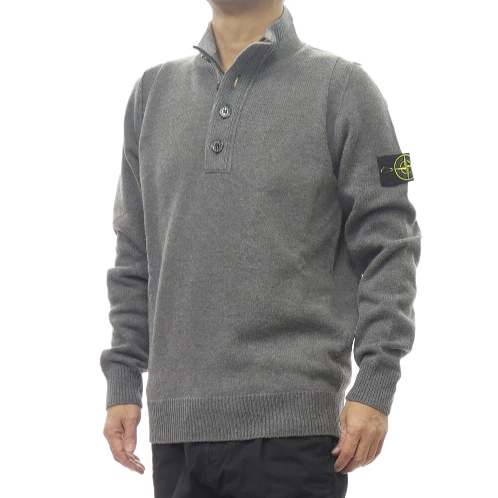 【期間限定ポイント5倍】STONE ISLAND ストーンアイランド メンズ ハーフジップ セーター 5100040 グレー ウール混 無地 30代 40代｜BIVLABO