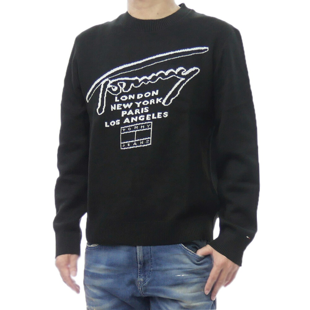 【期間限定ポイント5倍】TOMMY JEANS トミージーンズ メンズ クルーネック ニット セーター DM22253 ブラック ロゴ ストリート ハイカジュアル｜BIVLABO