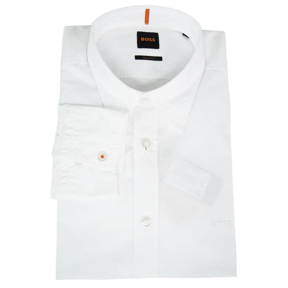【期間限定ポイント5倍】HUGO BOSS ヒューゴボス カジュアルシャツ 50518304 10260284 Relegent_6_M 長袖 ワイシャツ 無地 ワンポイント 同色ロゴ 刺繍 ビジネス 通勤 シンプル 上品 きれいめ シャツ 大きいサイズ メンズ ホワイト 定番 人気商品|BIVLABO