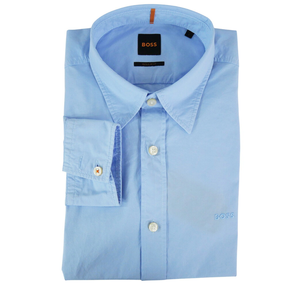 【期間限定ポイント5倍】HUGO BOSS ヒューゴボス カジュアルシャツ 50518304 10260284 Relegent_6_M 長袖 ワイシャツ 無地 ワンポイント 同色ロゴ 刺繍 ビジネス 通勤 シンプル 上品 きれいめ シャツ 大きいサイズ メンズ ライトブルー|BIVLABO