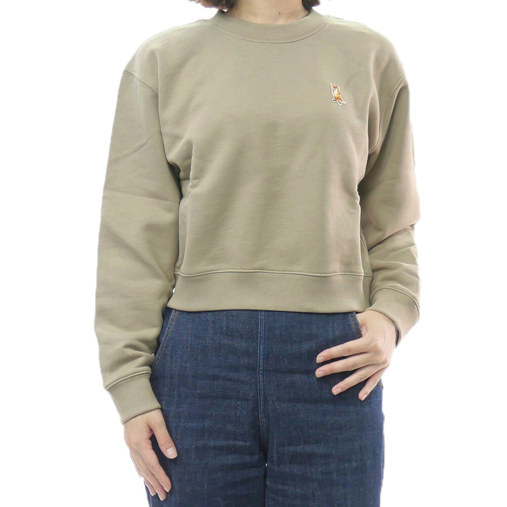 【期間限定ポイント5倍】MAISON KITSUNE メゾンキツネ レディース トレーナー PW00318 KM0341 / LADY FOX CROPPED SWEATSHIRT グレージュ スウェット 裏毛｜BIVLABO