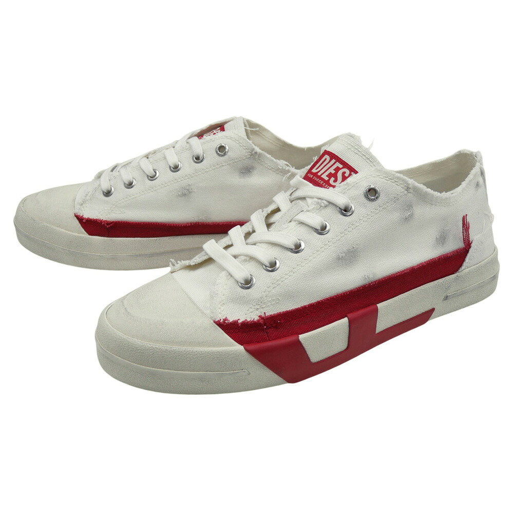 【期間限定ポイント5倍】DIESEL ディーゼル メンズ ローカット スニーカー Y03722 P8114 / S-D VERSE LOW II ホワイト キャンバス ダメージ ダーティ加工 カジュアル ストリート インポート｜BIVLABO