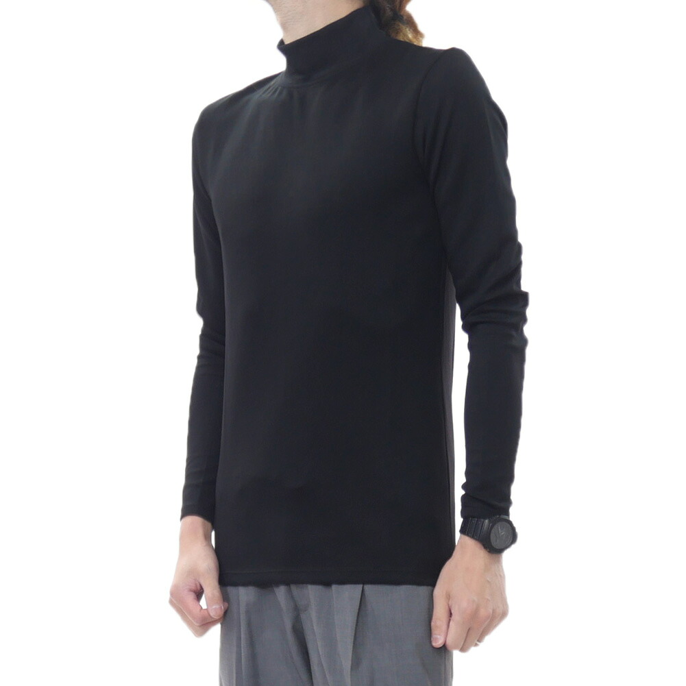 【期間限定ポイント5倍】GIAB’S ARCHIVIO ジャブス アルキビオ メンズ モックネック ロングTシャツ LUPETTO / POL001 ブラック ストレッチ 長袖 カットソー|BIVLABO