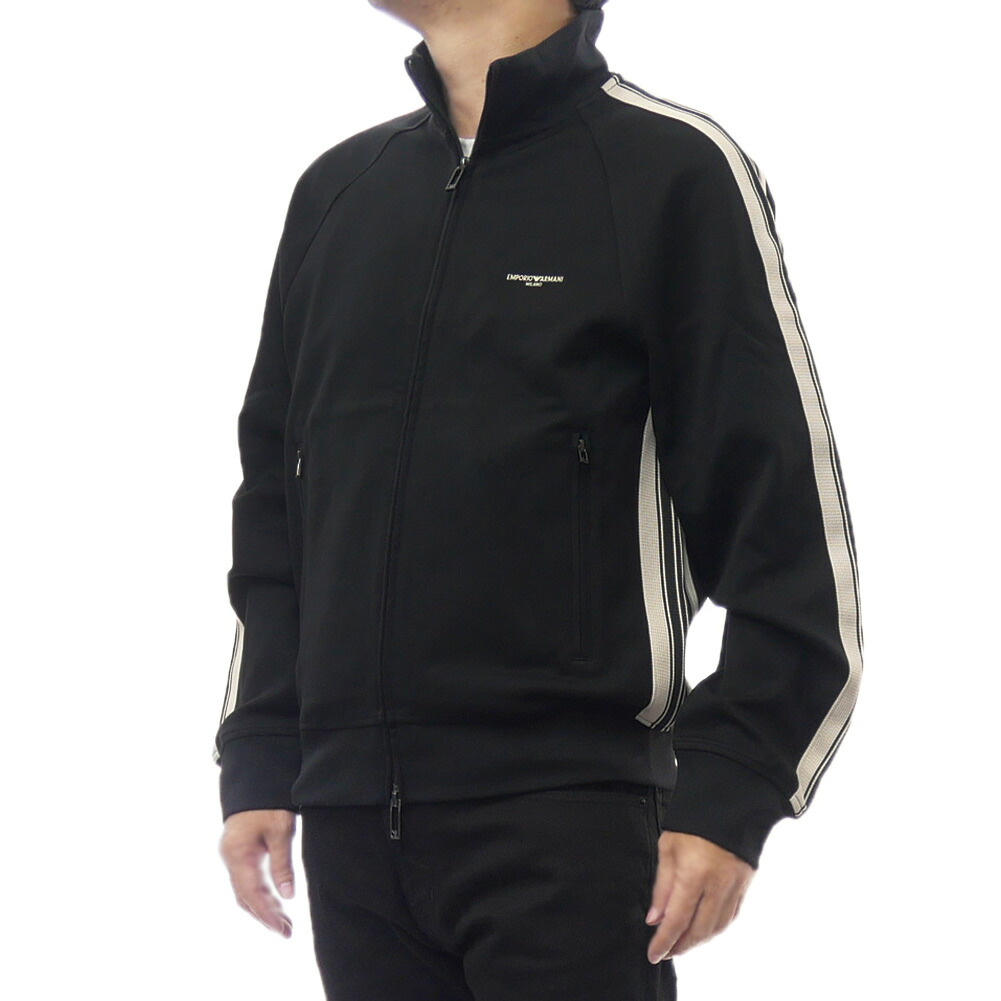 【期間限定ポイント5倍】EMPORIO ARMANI エンポリオアルマーニ ジップ スウェット EM002872 AF13488 長袖 ロゴ ブランド ラインテープ カジュアル スポーティトレーニング ジム 羽織り 普段使い メンズ ブラック｜BIVLABO