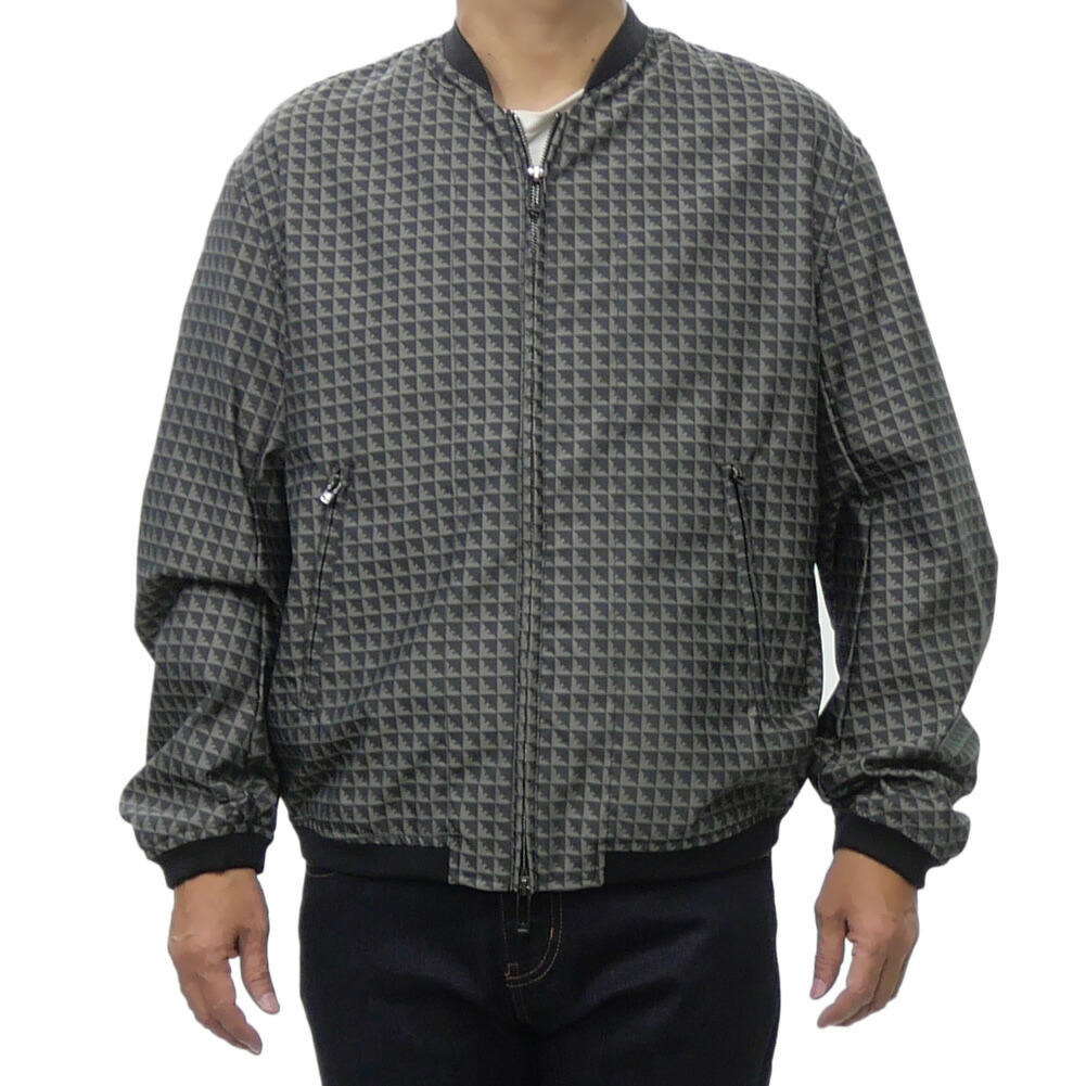 【期間限定ポイント5倍】EMPORIO ARMANI エンポリオアルマーニ ブルゾン EM003382 AF18696 長袖 総柄 ブランド ロゴ カジュアル きれいめ スポーティ ジャケット 普段使い 通勤通学 防寒 大きいサイズ メンズ グレー｜BIVLABO