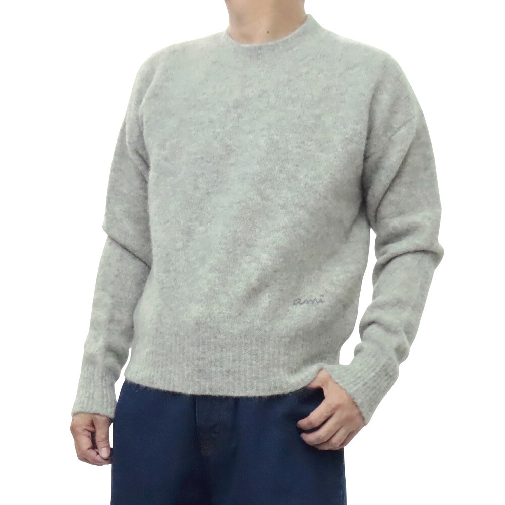 【期間限定ポイント5倍】AMI PARIS アミパリス クルーネック ニット セーター HKS824.KN0021 グレー アルパカ ウール メンズ レディース ユニセックス 男女兼用 長袖 カジュアル イタリア製｜BIVLABO