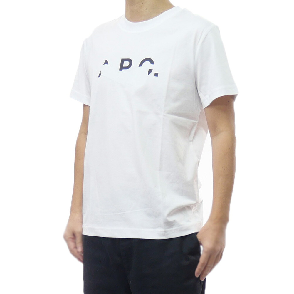 【期間限定ポイント5倍】A.P.C. アーペーセー メンズ クルーネック Tシャツ COHBM-M26458 ホワイト ロゴ 20代 30代 40代｜BIVLABO