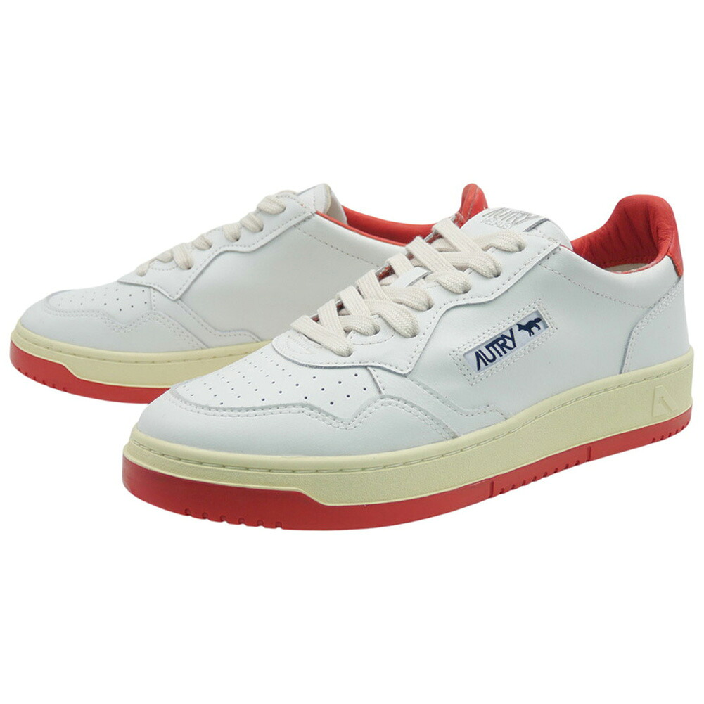 【期間限定ポイント5倍】AUTRY &times; MAISON KITSUNE メンズ ローカット スニーカー AULM / MEDALIST ホワイト&times;レッド メダリスト レザー 本革 シューズ 靴 パンチング クラシック｜BIVLABO