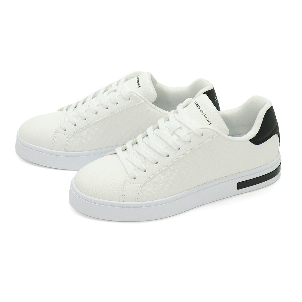 【期間限定ポイント5倍】ARMANI EXCHANGE アルマーニ エクスチェンジ A/X メンズ ローカット スニーカー XM000140 AF11916 ホワイト 定番 人気商品 ロゴ 総柄｜BIVLABO