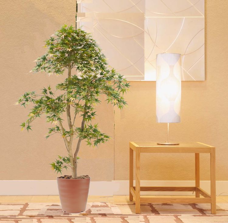 モミジ盆栽風 150cm (造花 観葉植物 盆栽 緑 和風 ガーデニング 造園 庭園・坪庭 インテリア もみじ カエデ 室内 おしゃれ 装飾 作り物 樹木 オフィス シンボルツリー 自作 植栽 業者 メーカー ベストグリーン オリジナル 製造元)