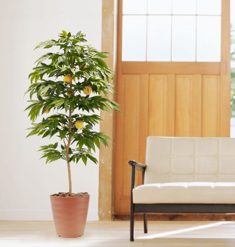 桃の木 実付 180cm (フェイクグリーン 造花 鉢植え 大型 おしゃれ 室内 虫がつかない インテリア シンボルツリー 自作 植栽 業者 メーカー ベストグリーン オリジナル 製造元 店舗 オフィス 緑化 ピーチ 人工観葉植物)｜造花観葉植物専門店ビワールデコ