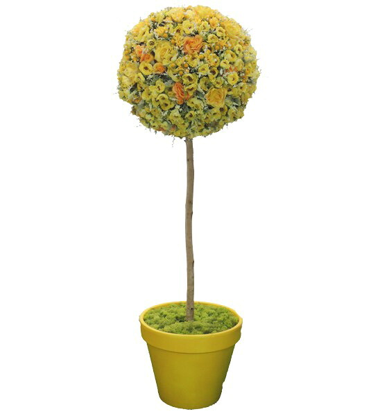 お花 トピアリー 150糎 黄色 (造花 人工 観葉草木 オブジェ 室内装飾 円型 格好のいい かざり付ける お花 飾りつけ 見せびらかす 記号天然木 自作 植栽 ディーラー 製造会社 限りない緑であること 事あたらしい 製造会社)