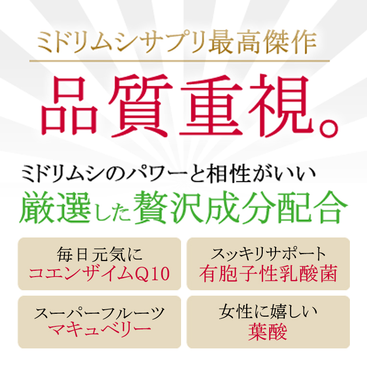 市場 ミドリムシエメラルド マキベリー コエンザイムQ10 サプリメント 石垣島ユーグレナ 乳酸菌