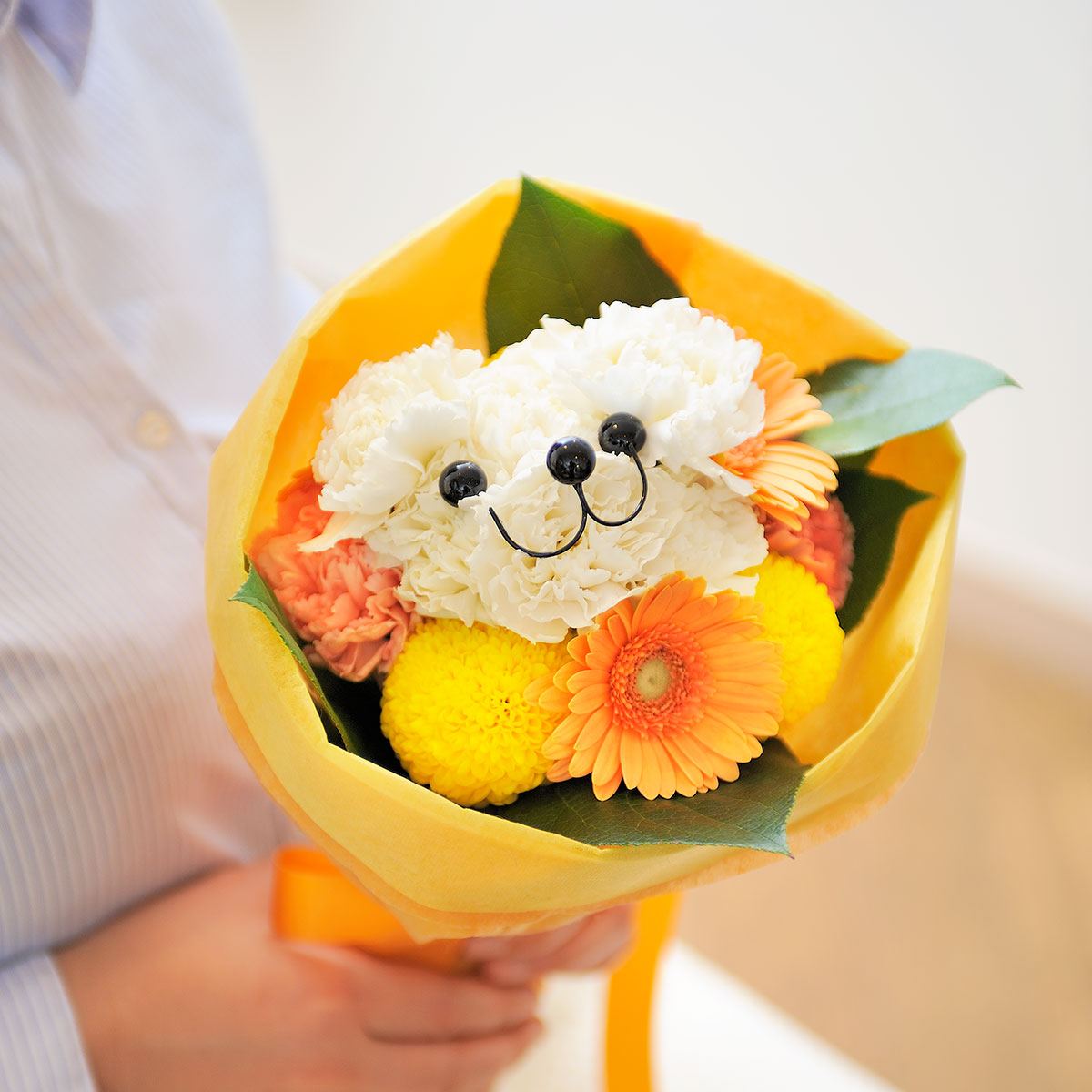 送料無料 アニマルフラワー ハナクマブーケ ホワイト 生花タイプ ハンドメイド 手作り お花 祝い花 フラワーギフト ギフト プレゼント 贈り物 贈答 全国配送 メッセージカード無料 あす楽 楽ギフ Srmdelhi Org