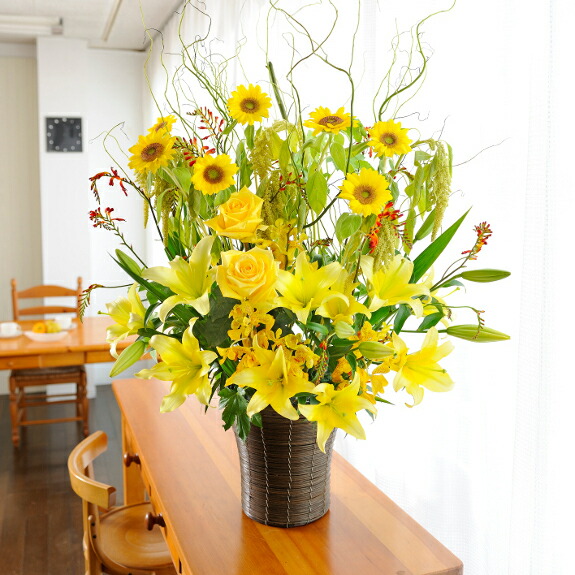 格安saleスタート プレゼント 3万円コース出産祝い デザイナーズフラワーmサイズ メッセージカード無料 お祝い 贈り物 フラワーギフト Tall A あす楽 バースディ 送料無料 お花 Yellow 誕生 出生 誕生祝い 妊娠 出産 花 観葉植物