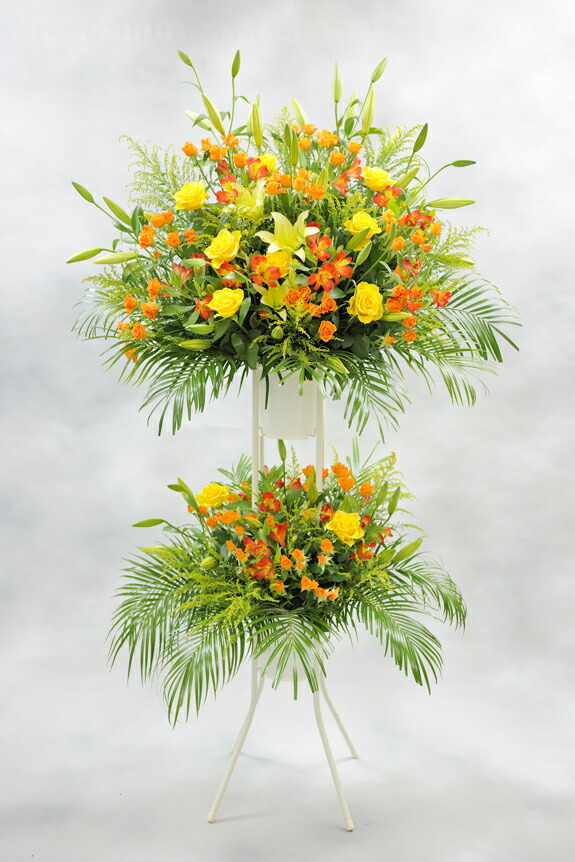 ギフト 贈り物 スタンド花 二段2色指定 2万円コース 黄色 オレンジ系 当日配送可能開店祝い 開業祝い 開院祝い 出演祝い オープン祝い 改装祝い 新装開店 リニューアル お祝い花 フラワースタンド 花輪 当日配送 送料無料 設置無料 回収無料 木札無料 Pnima Magazine Co Il