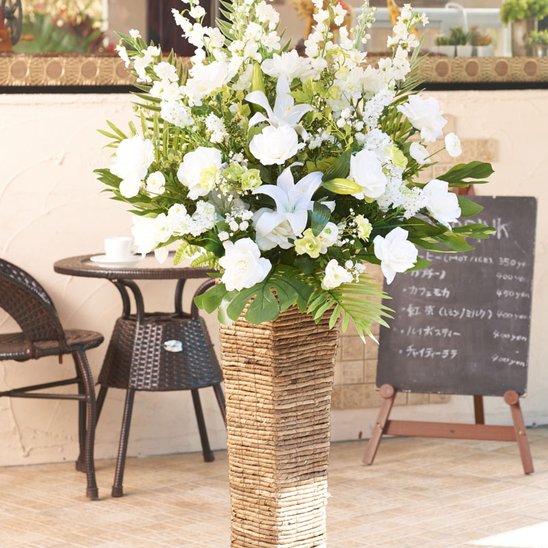 造盛時アート 卓花 地味スタンドl ホワイト組織 送料無料 開店祭礼 開業祝い 開院祝い 開局祝い 周年祝い 動祝い 率直祝す 修理 上棟祝い 竣工祝い 新装開店 貢物 華進物 差し上げ物 お祝い お花 立札無料 Maxani Nl