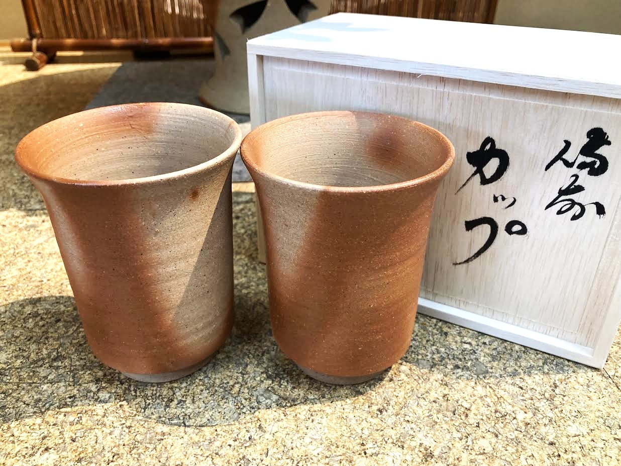 【備前焼】 小西陶古 | ペアビアマグセット(桐箱入) | ビアタンブラー 麦酒水呑み ビアグラス ビアカップ タンプラー 麦酒 和食器 窯元 酒器【楽ギフ_荷拵え】【楽ギフ_のし宛書】