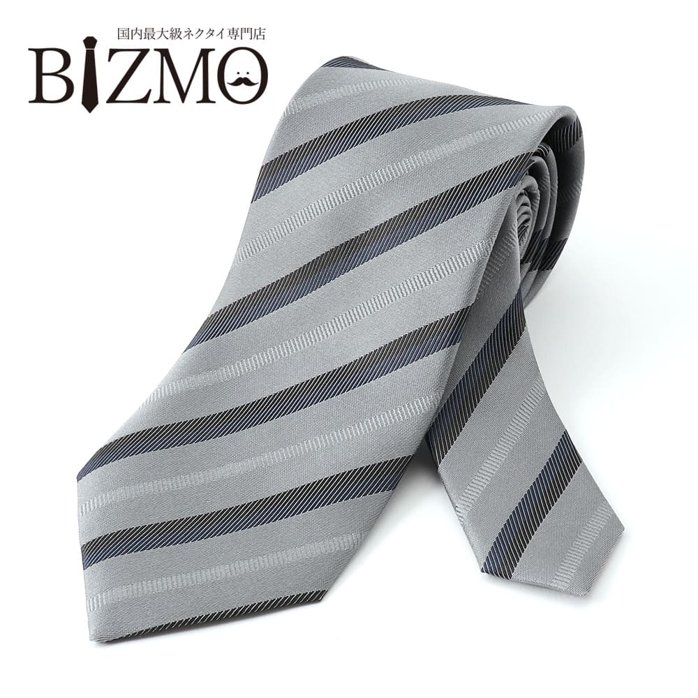 楽天市場】シルクネクタイ ふじやま織 グレー ストライプ 8cm幅
