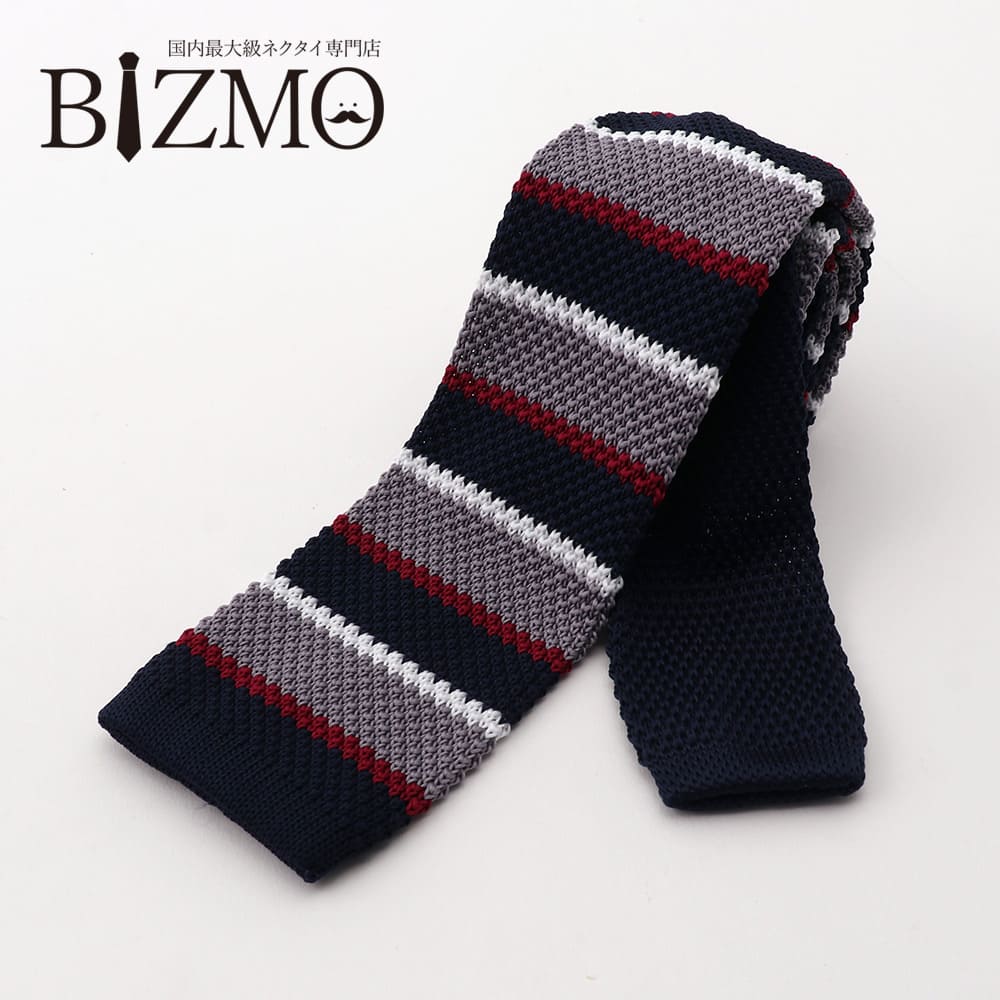 楽天市場】ニットタイ ボーダー ネイビー レッド 赤 ホワイト 白 6cm幅